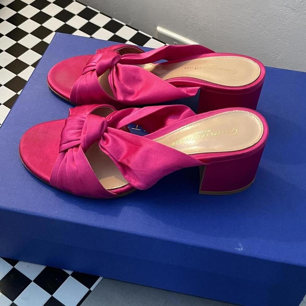 GIANVITO ROSSI BLAIR Satin Knot Sandals pink Shoes